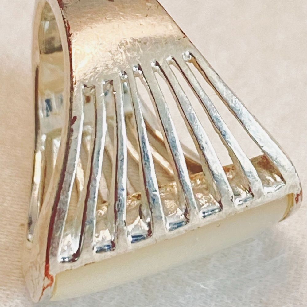 Thailand Silver Ring Large Rectangular Mother Of … - image 7